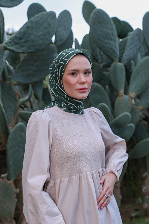 Evoline Pattern Soft Scarf Dark Green 1168-12 - 1