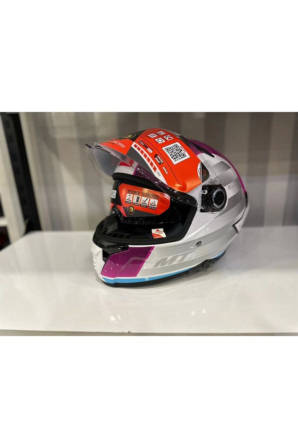 KASK MT THUNDER 4 SV TEARS C8 PARLAK İNCİ BEYAZ/PEMBE - 3