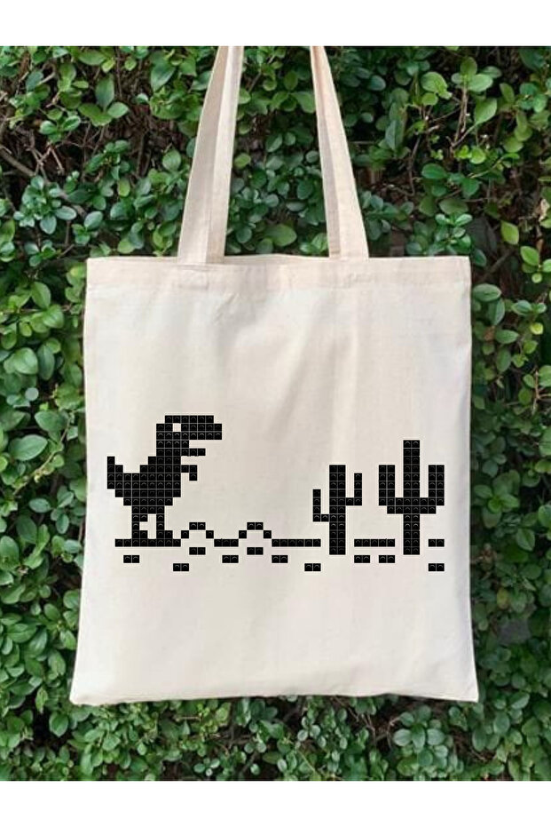 حقيبة قماشية بتصميم تي ريكس جيم بيكسل