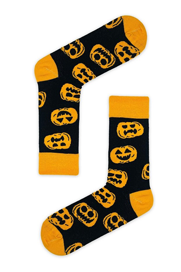Patterned Pumpkin Halloween Socks - Multi Pack - 1