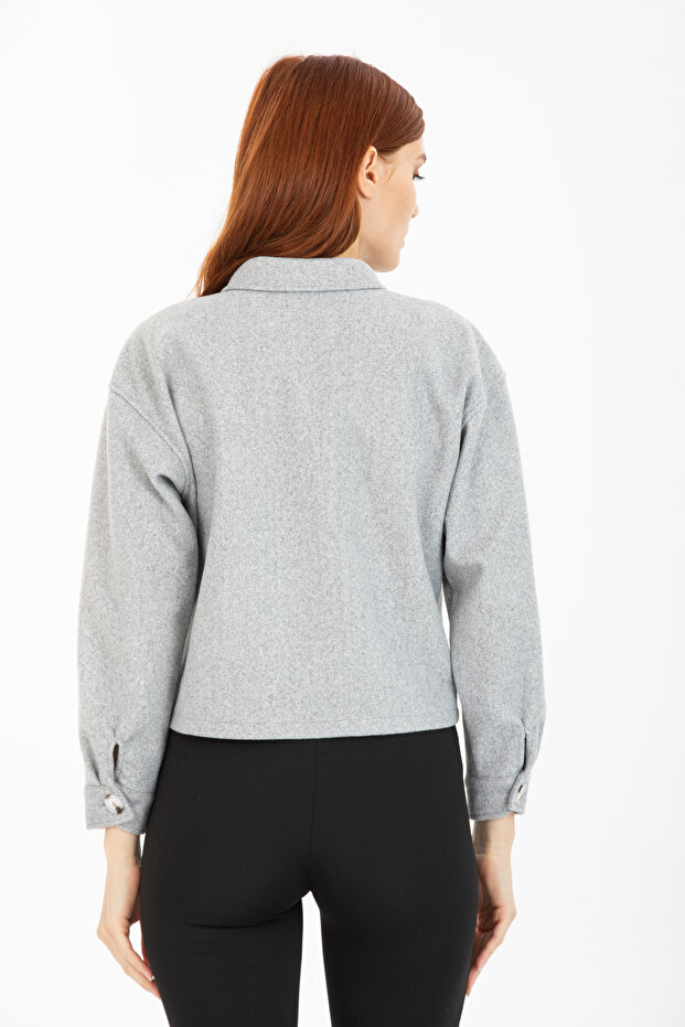 Çift Cepli Crop Ceket - 3