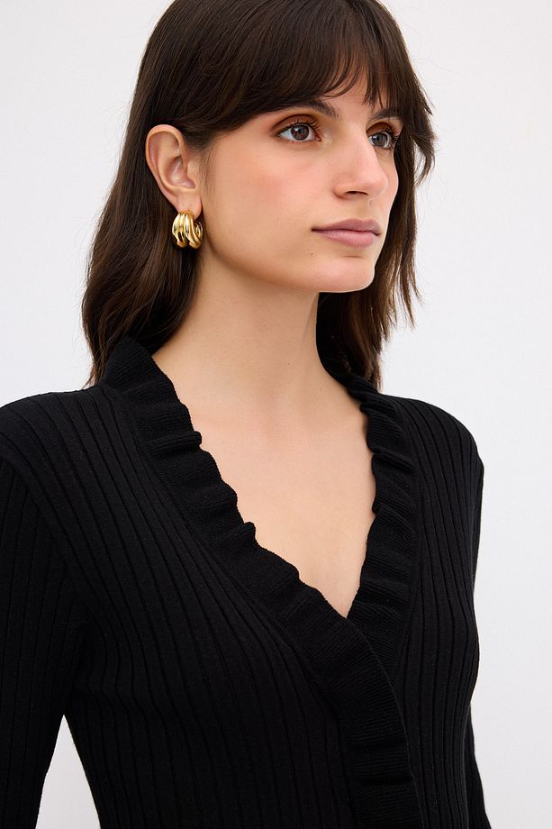 Volanlı Triko Hırka - 6