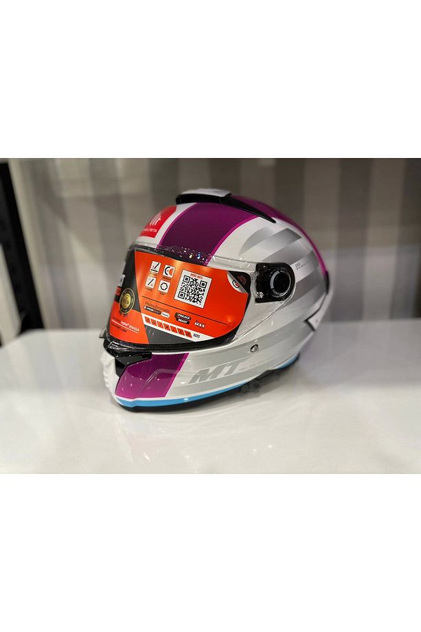 KASK MT THUNDER 4 SV TEARS C8 PARLAK İNCİ BEYAZ/PEMBE - 1