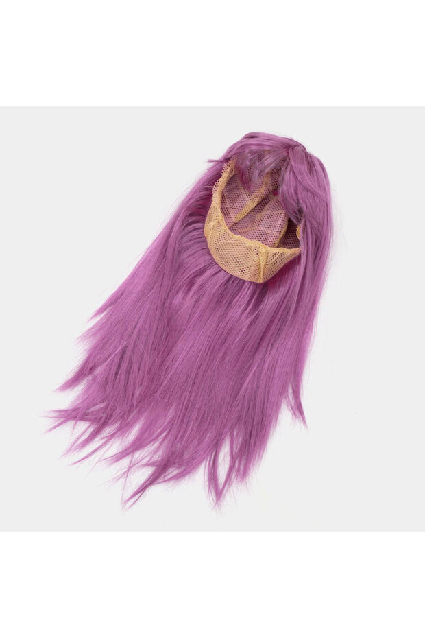 Rose Pink Color Straight Cut Long Party Wig False Hair