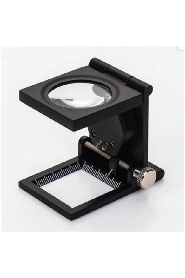 28x28 Mm Folding Metal Tube with Counter 2 LED Lights Magnifying Glass Textile TH-9005A