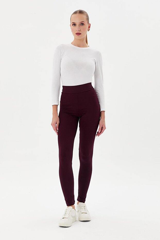 Dadali High Waist Combed Cotton Leggings Plum