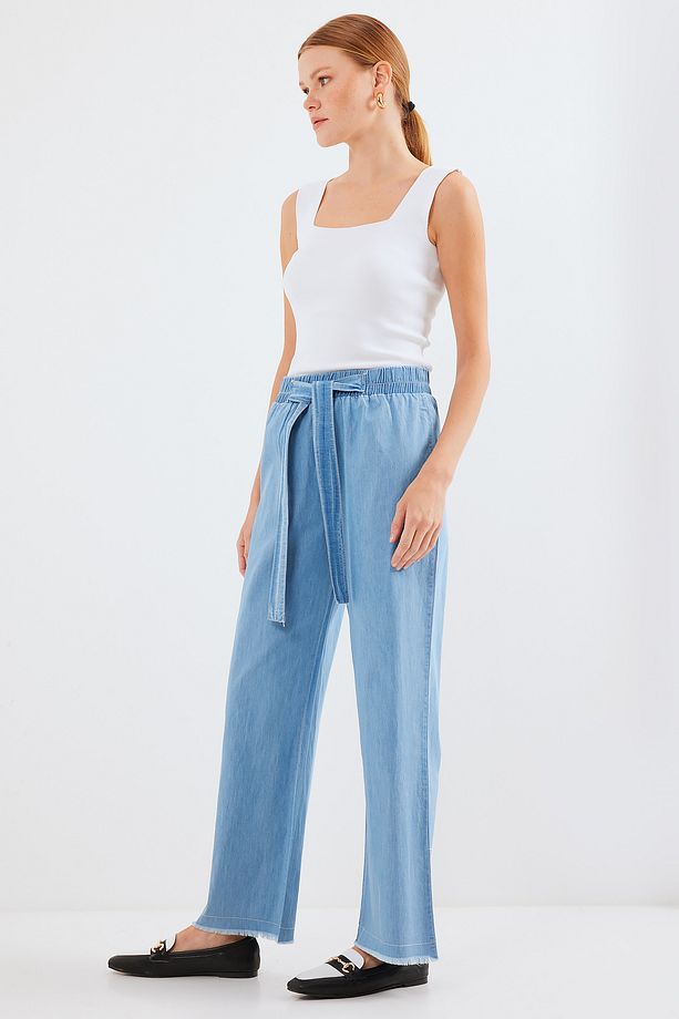6469 Bol Paça Jeans Pantolon - Mavi - 2