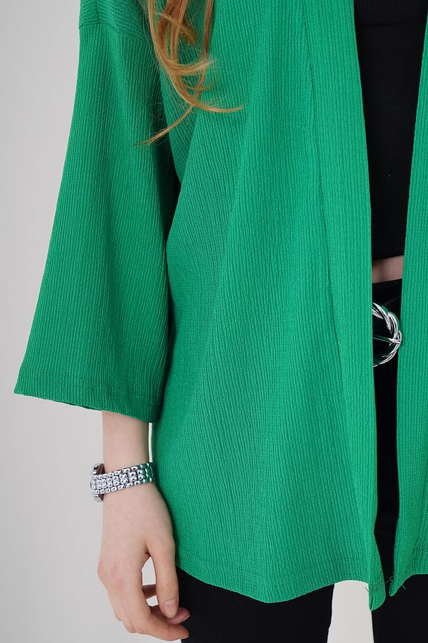 5862 Örme Kimono - Yeşil - 4