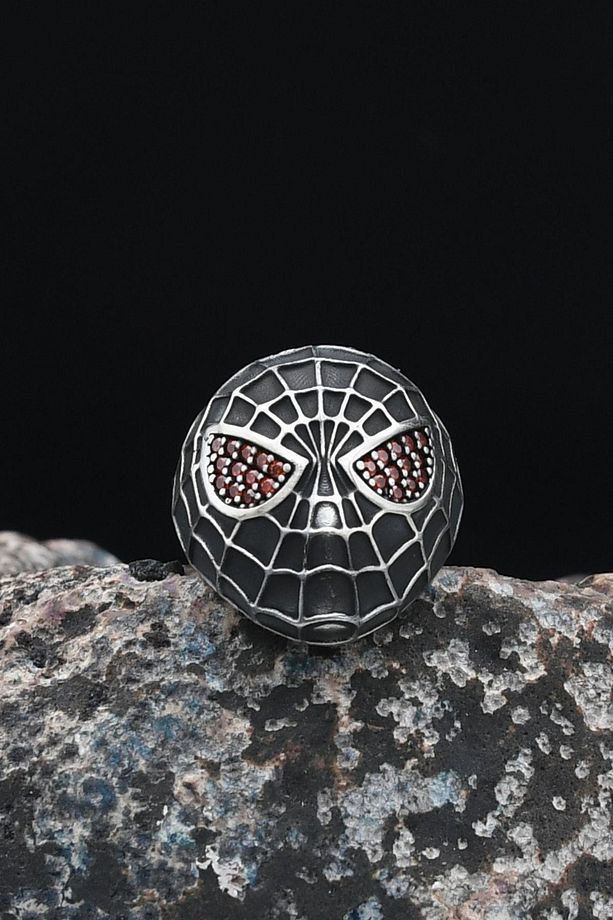 Örümcek Adam (Spiderman) Ayarlanabilir Mikro Taşlı Süslemeli 925 Ayar Gümüş Erkek Yüzüğü 901236 - 5