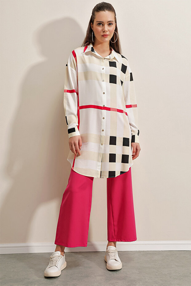 5599 Patterned Tunic - Red - 2