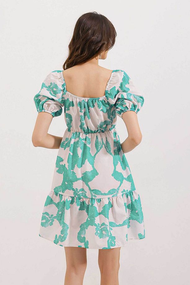 2351 Kloş Poplin Elbise - D. Mint - 5