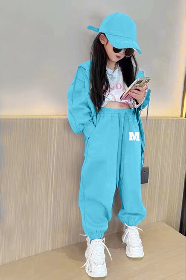 Special Design Zippered Cardigan m Printed Full-Winter Luxury Track Suit for Girls