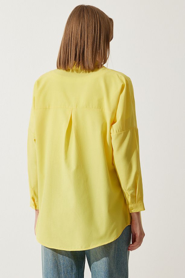 Oversize Basic Gömlek SARI LDD0003 - 4