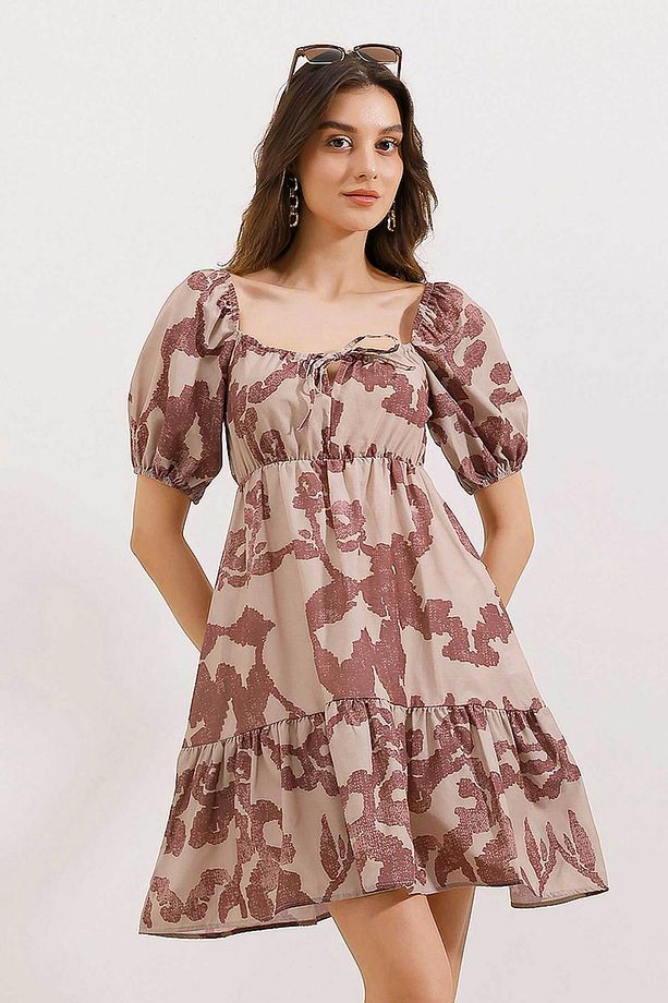 2351 Kloş Poplin Elbise - D.Gül Kurusu - 1