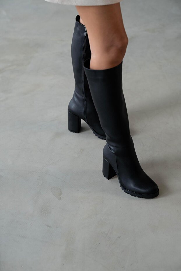 Platform Topuklu Çizme Siyah - 3
