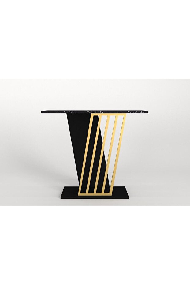 Gravity Siyah Mermer Desenli Gold Metal Dresuar - Modern Antre/Hol Konsolu - 8