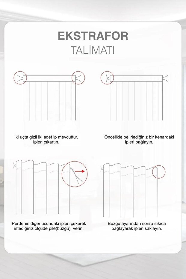 Monaco Zigzag Patterned Tulle Curtain (Without Pleat) - 7