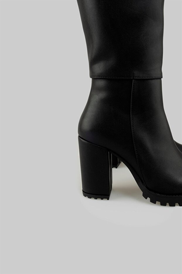 Platform Topuklu Çizme Siyah - 6