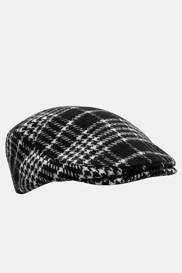 قبعة شتوية مسطحة للرجال منقوشة من الصوف - 2