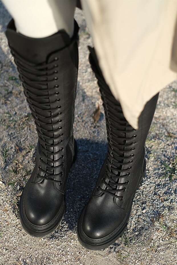 Kalın Tabanlı Çizme Siyah - 3