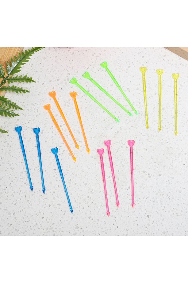 Plastik Cips Çatalı Kalpli 50 Adet/paket Kürdan Cips Meyve, Tatlı, Baklava, Kanepe Çatalı - 3