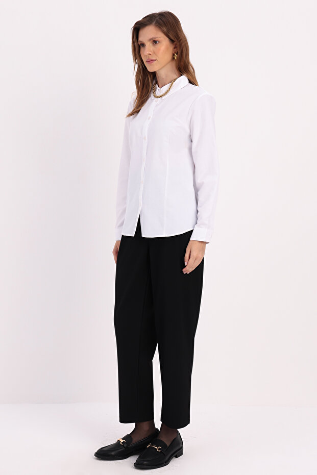 Beyaz Pensli Regular Fit Basic Gömlek - 3
