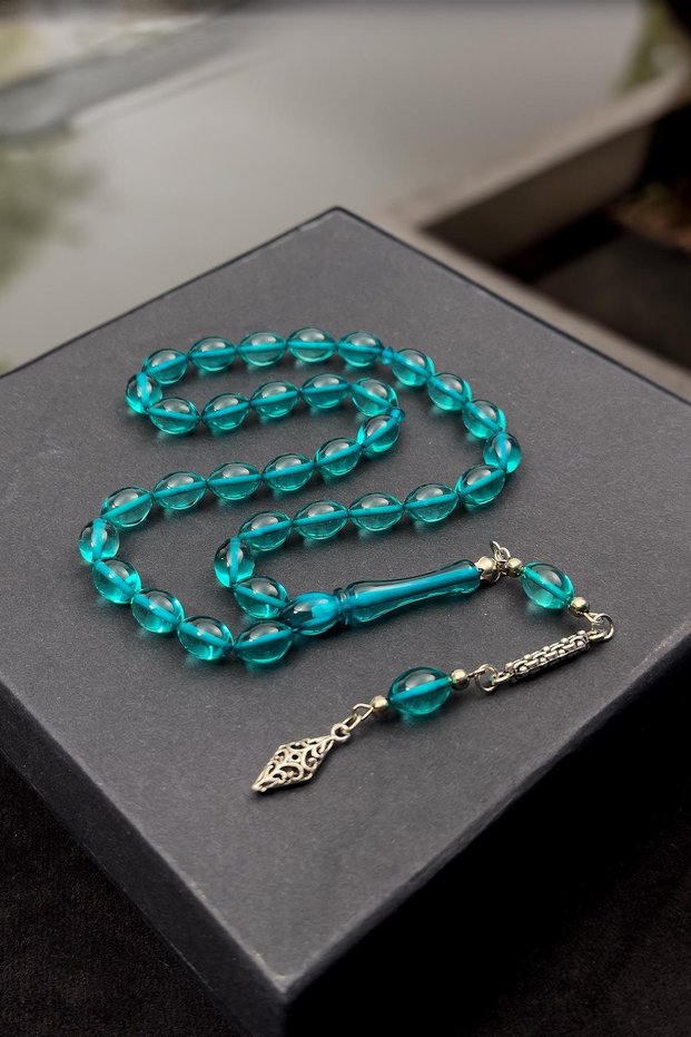 Nature's Shades Water Green Beautifully Shoot Amber Prayer Beads
