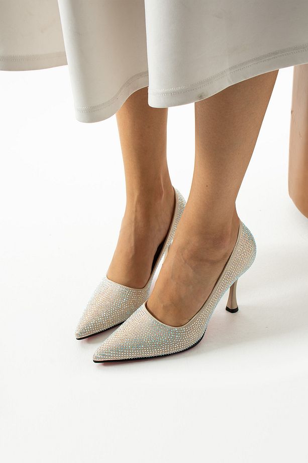 Kadınlar için Parlak Elmas Dekor Moda Parti Yüksek Topuk Stiletto Ayakkabı - 3