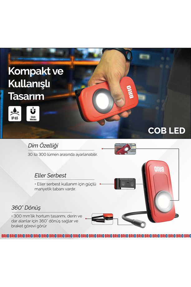 Usb Şarjlı, Esnek, Eller Serbest, Mıknatıslı, Kamp, Tamirci Led Lambası 300 L - 4