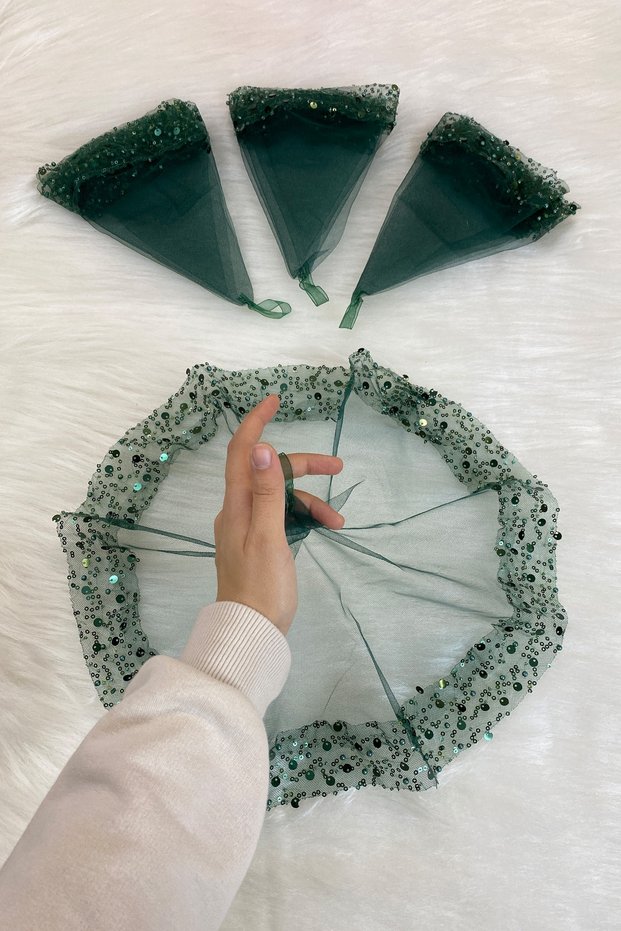 Green Bride Groom Halay Handkerchief, Wide Sequins and Pearls, Wedding Henna Promise Engagement Circumcision Bride Groomsmen