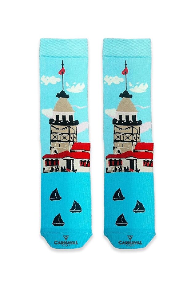 Maiden's Tower Patterned Colorful Socks - 1