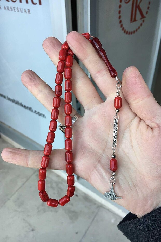 Beautiful Shooting Capsule Burgundy Color Prayer Beads for Men