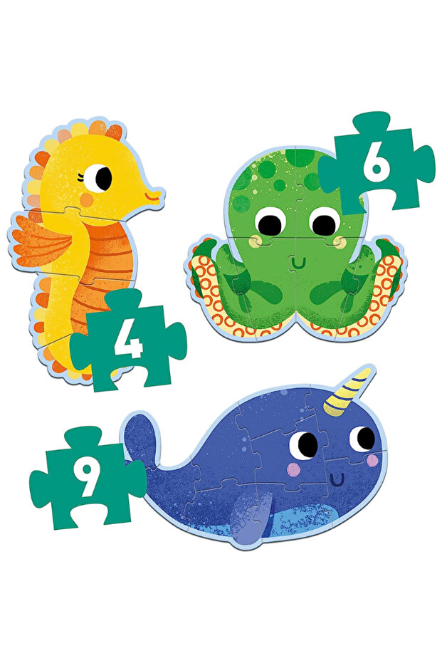Dev Puzzle - Deniz Canlıları 4-6-9 Parça - 4