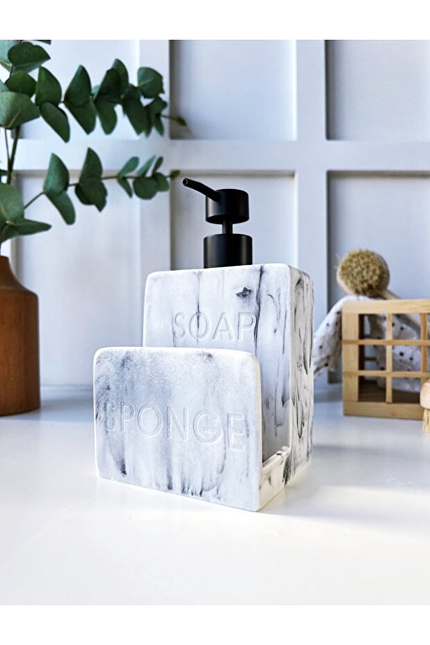 Marble Patterned Soap and Sponge Set - Soap/Spongle - 1