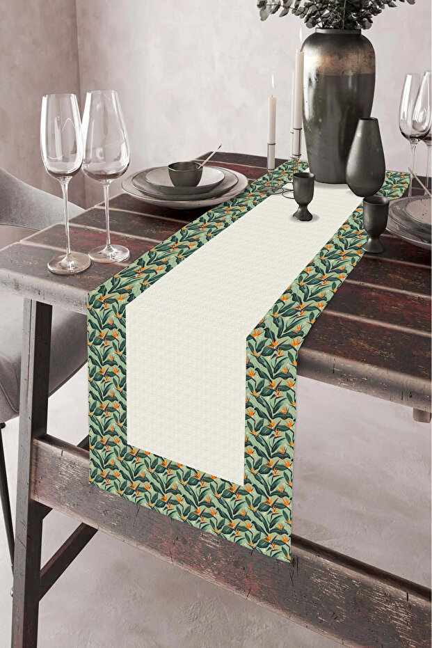 40X140Cm Decorative Thai Feather Tablecloth - Stain Printed, Non-Slip Washable Runner