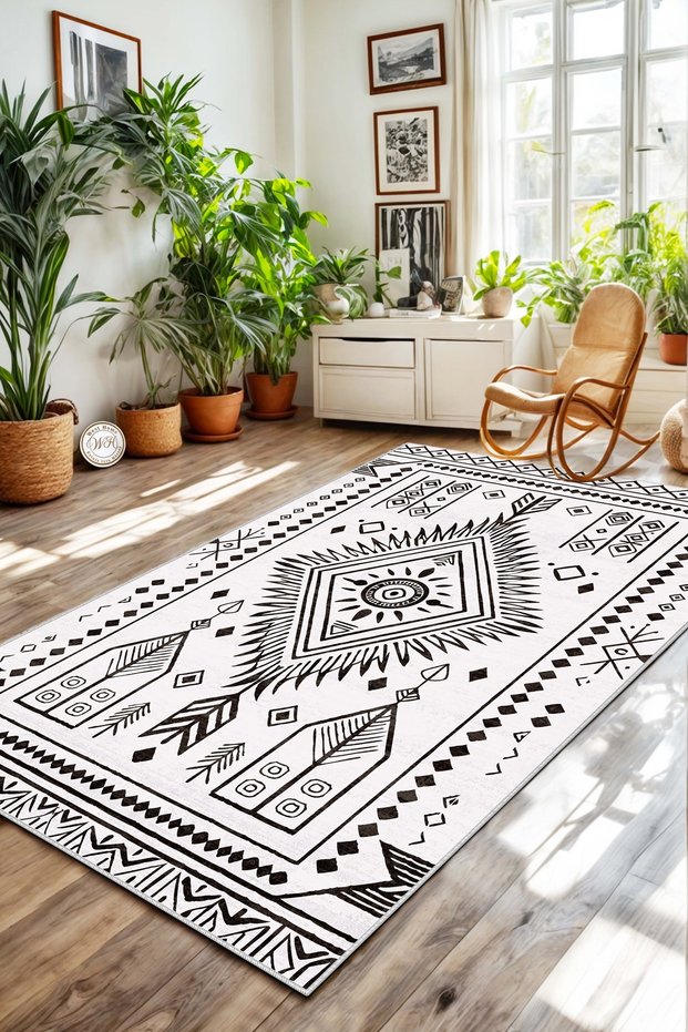 Bohemian Washable Non-Slip Sole Stain Resistant Living Room Rug Kitchen Rug and Runner Rug