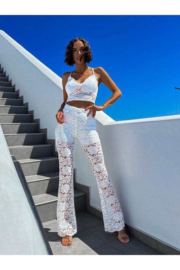 Dantel ispanyol paça pantolon - 6