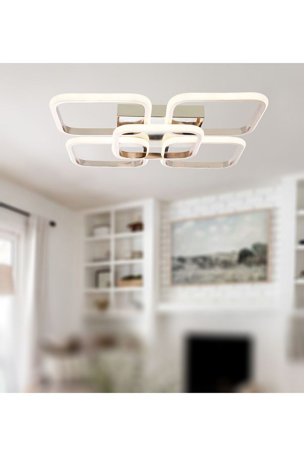TT302-4+1-FSR KARE TT Aydınlatma ( Sarı Işık ) Fransız Sarı Kaplama 5 li Led Avize - 4