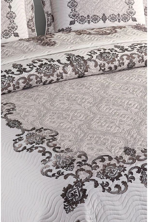 Çift Kişilik Microfiber Kapitone Yatak Örtüsü(GLORİA KAHVE) - 3