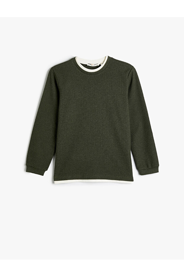 Basic Sweatshirt Crew Neck Long Sleeve Soft Textured Ribbed