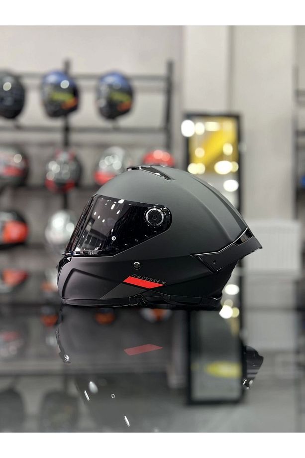 Helmets Thunder 4 Matt Black Kask Şeffaf Vizörlü - 1