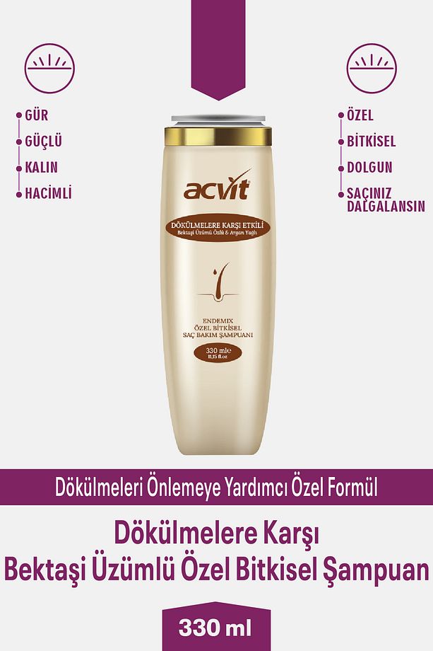 Dökülmelere Karşı Bektaşi Üzümlü & Argan Yağlı Özel Bitkisel Şampuan - 330 ml - 3
