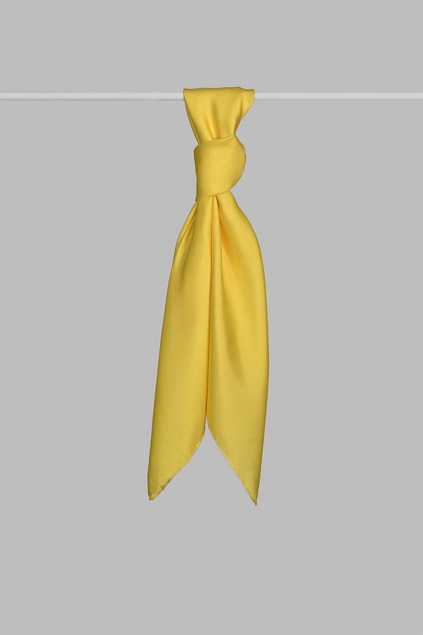 Düz İpek Eşarp Twill-Sarı - 1