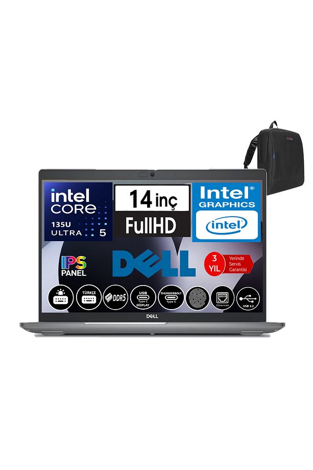 Latitude 5450 Intel Ultra 5 135U 64GB Ddr5 256GB SSD 14" Fhd IPS Freedos N009L545014W16+ZETTAÇANTA - 1