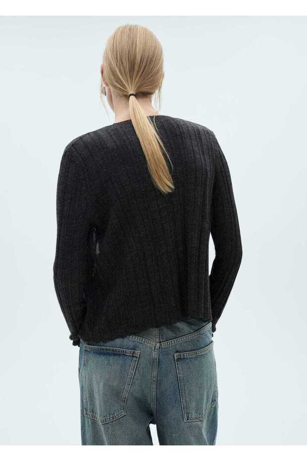 Düğmeli Triko Hırka - 4