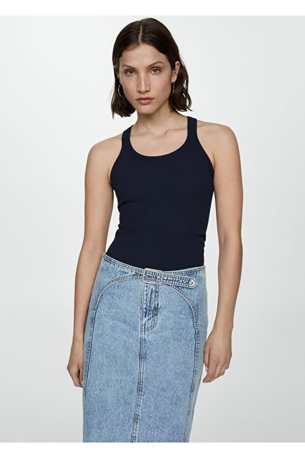 Askılı triko bluz - 1