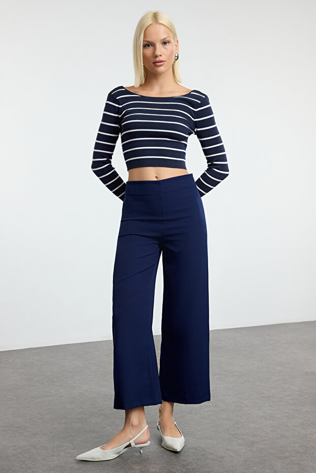 Lacivert Culotte Kalıp Dokuma Pantolon TWOAW25PL00098 - 1