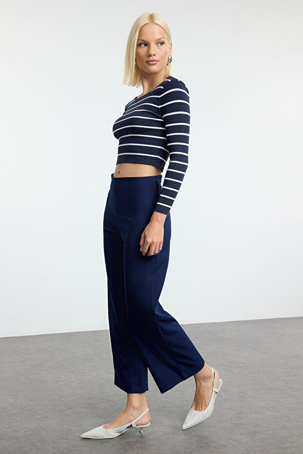 Lacivert Culotte Kalıp Dokuma Pantolon TWOAW25PL00098 - 2