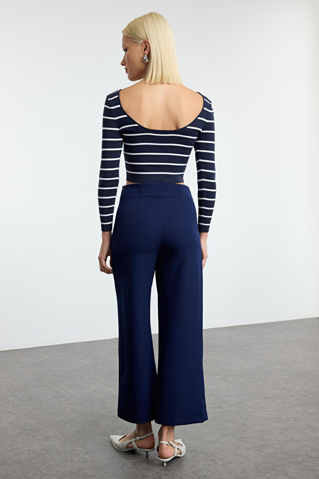 Lacivert Culotte Kalıp Dokuma Pantolon TWOAW25PL00098 - 5