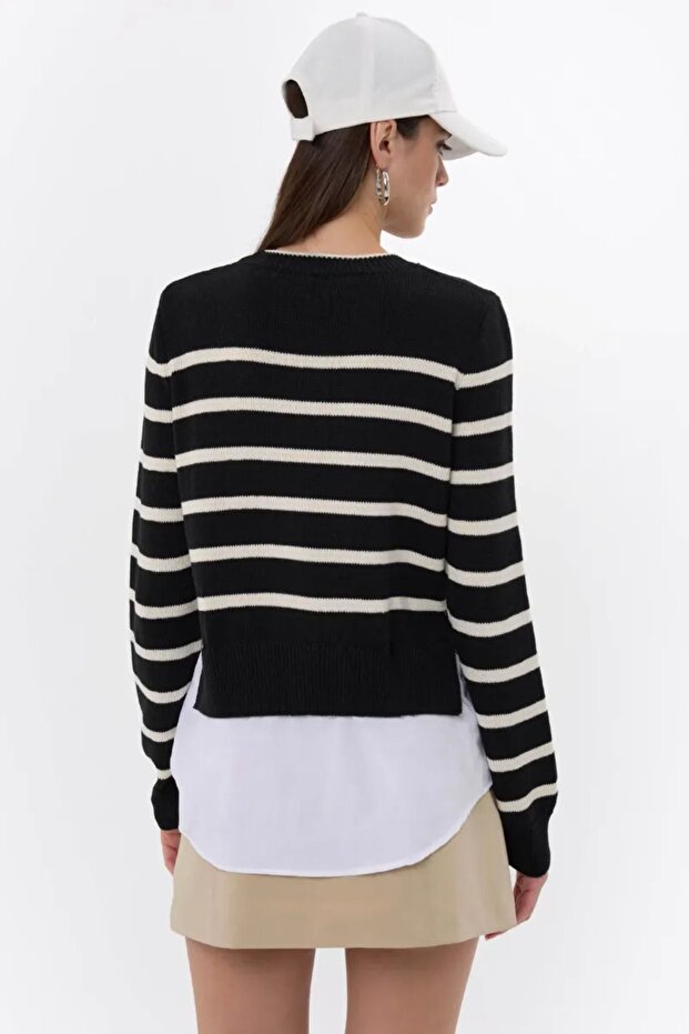 Çizgili Örme Kazak - 5